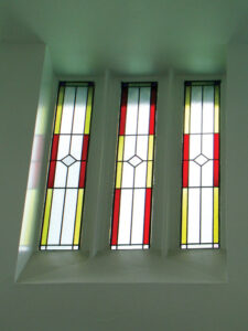 Decorative glass panels at the Crematorium