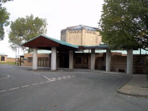 Entrance to the crematorium building