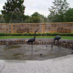 Bird sculptures in the memorial garden