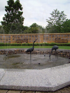 Bird sculptures in the memorial garden
