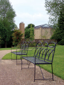 Seating in the gardens at the Crematorium