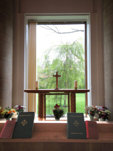 The altar with window behind