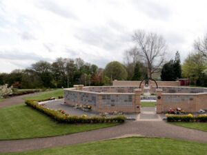 View of the walled memorial garden